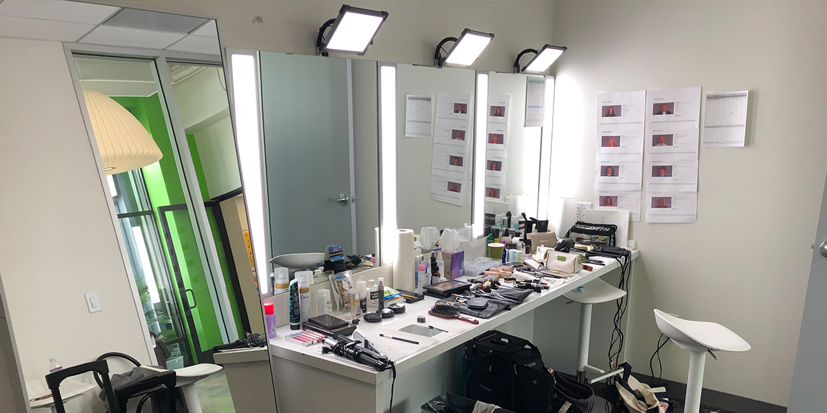 Makeup room in use